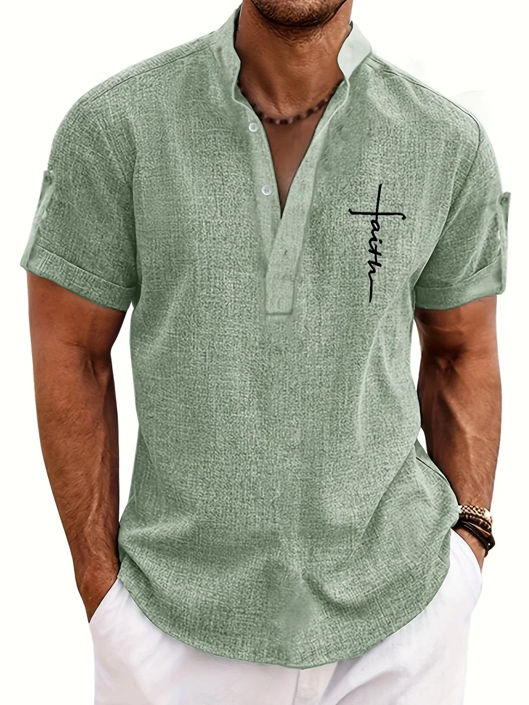 Hayes | Camisa elegante de manga corta y cuello alto