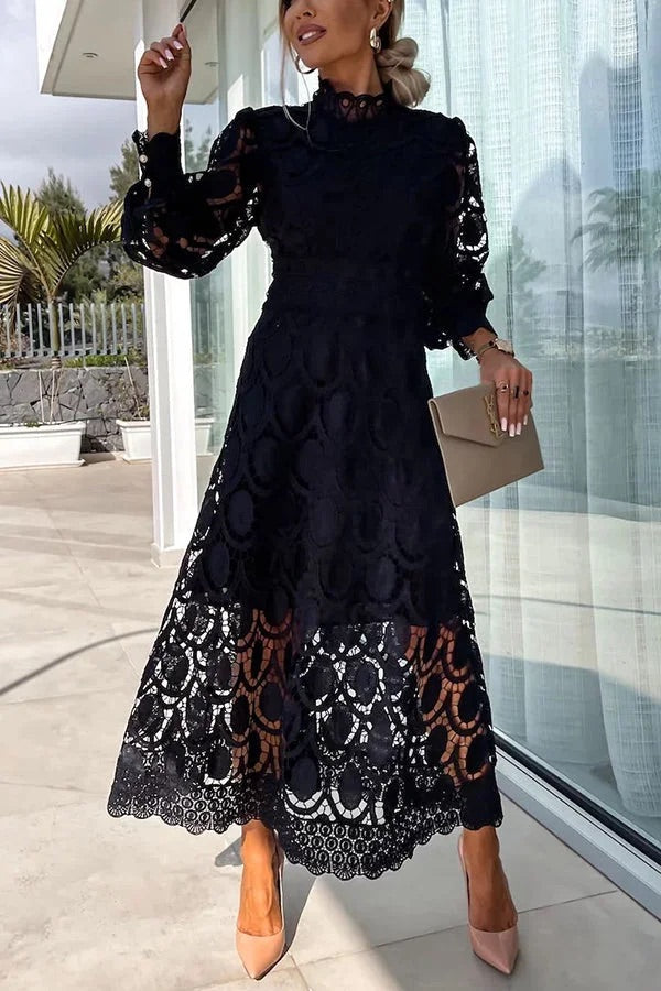 Bloom™ Vestido Midi de Fiesta con Mangas de Encaje