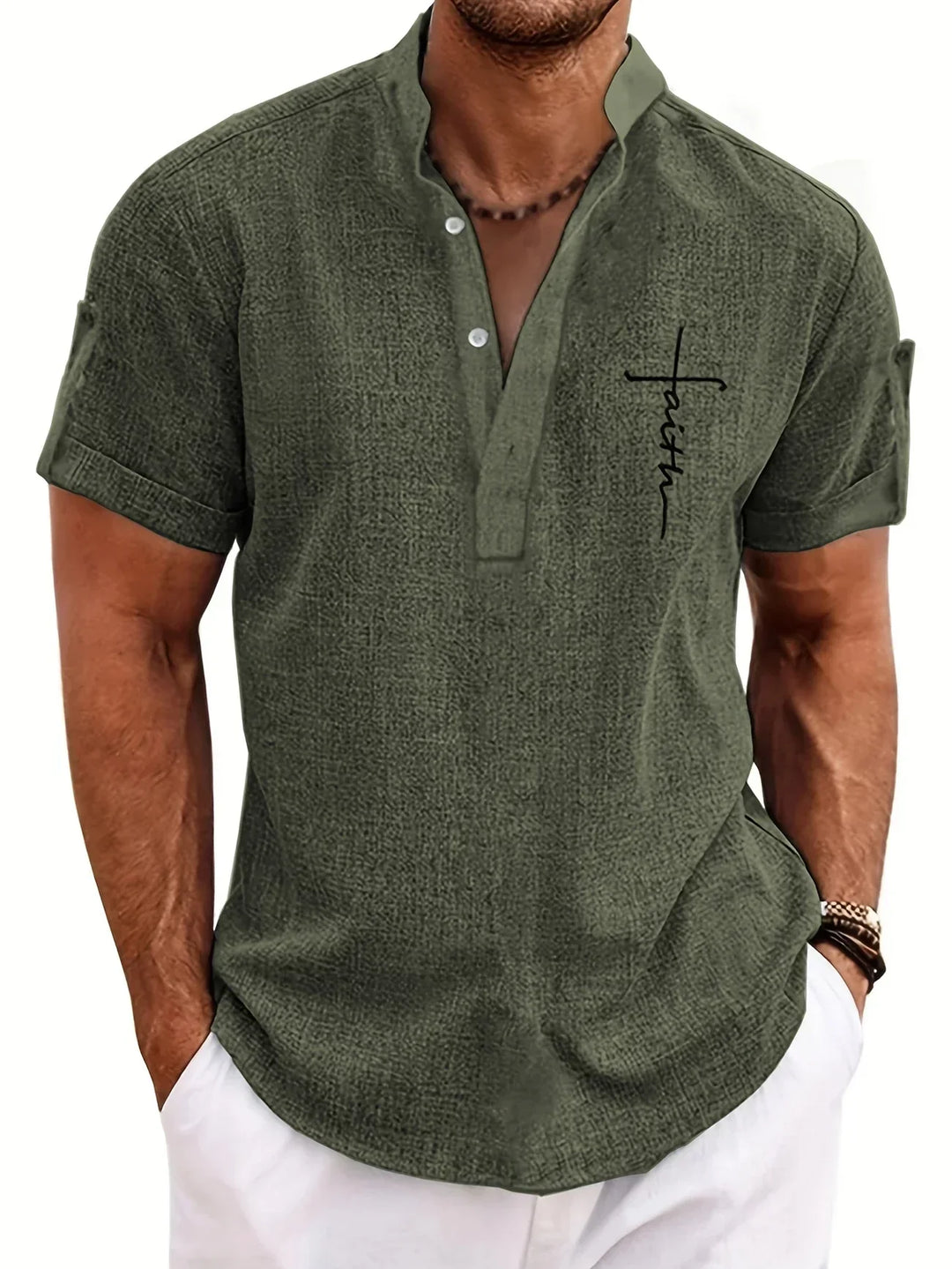 Hayes | Camisa elegante de manga corta y cuello alto