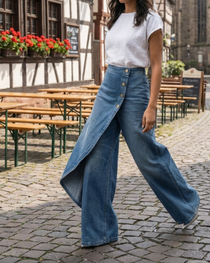 Quenira™ Pantalones de Mezclilla Envolventes con Ajuste Favorecedor