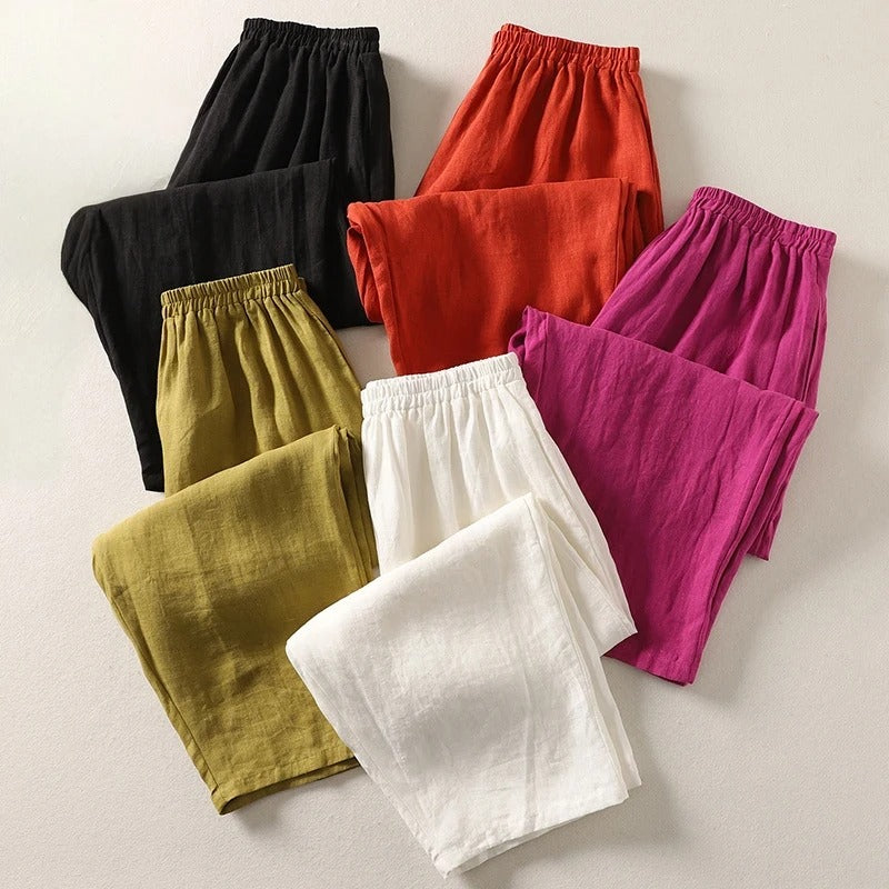Jorella™ Pantalón fluido de algodón y lino