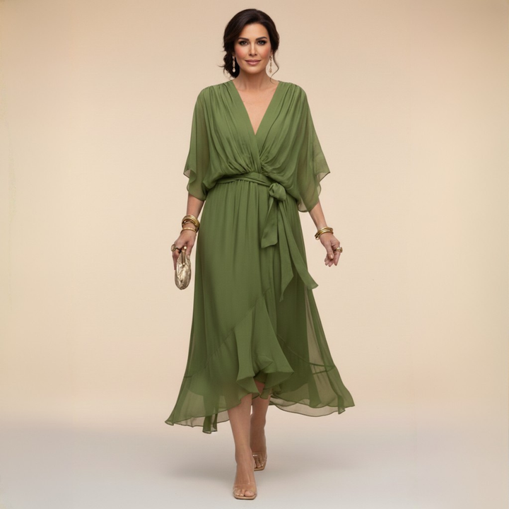 Celanovia™ Vestido elegante de chiffon con escote en V