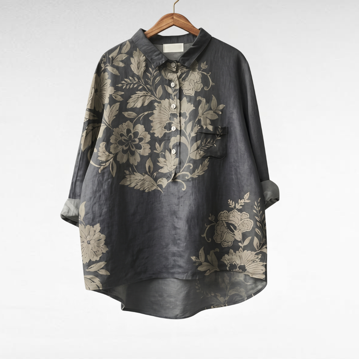 Gaia | Blusa elegante de lino con estampado floral