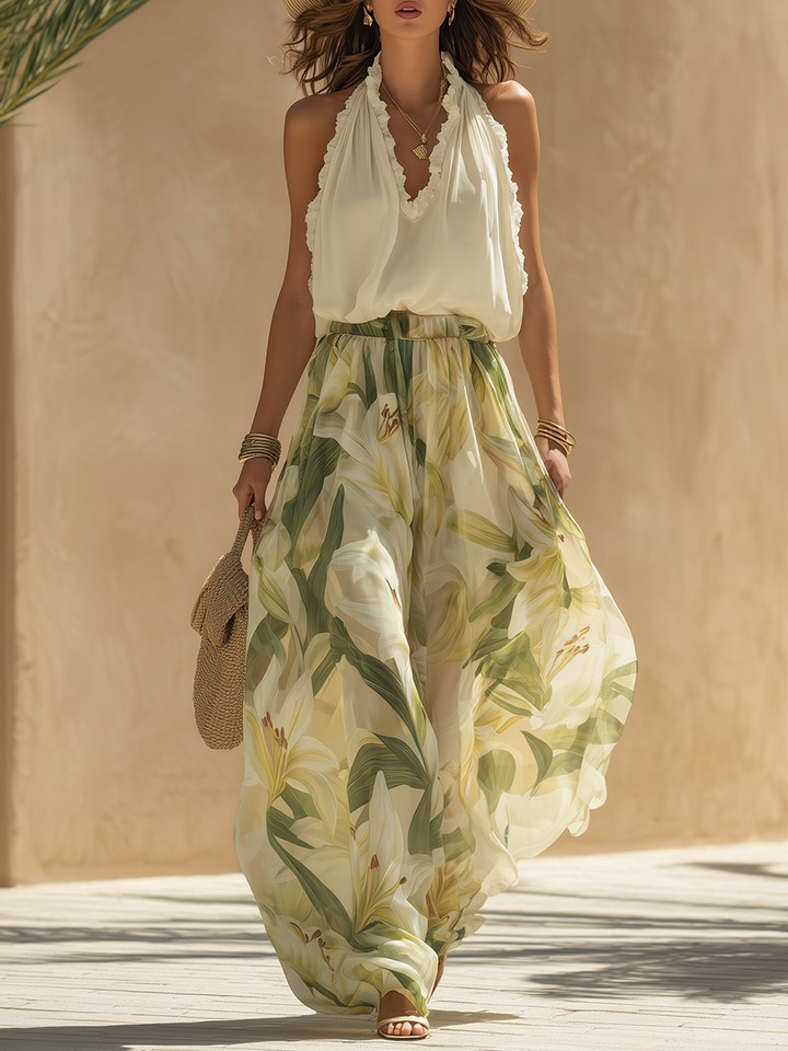 Maren™ Conjunto Fluido Estampado Lirio Elegante