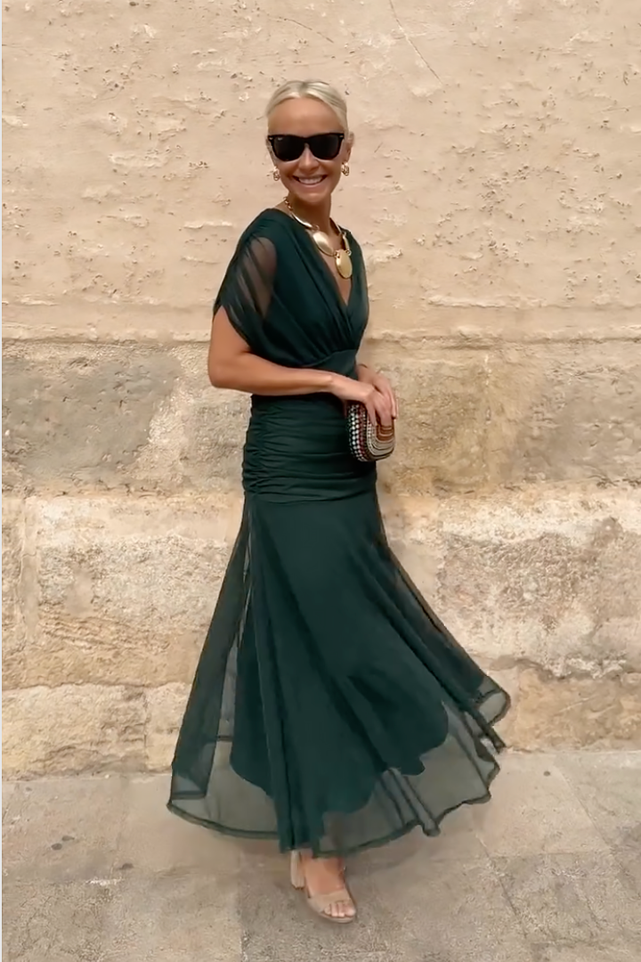 Novarente™ Vestido Maxi Elegante con Escote en V para Ocasiones Especiales
