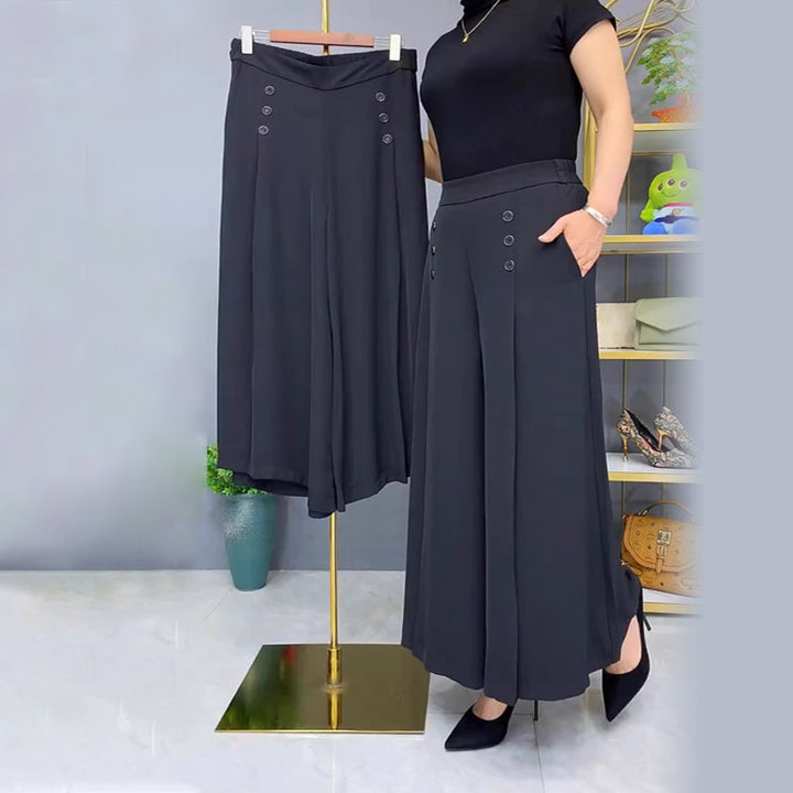 Nell™ Pantalones plisados elegantes con piernas anchas