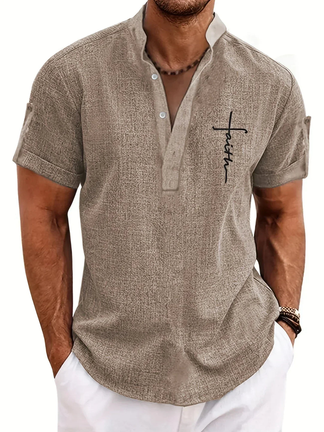 Hayes | Camisa elegante de manga corta y cuello alto