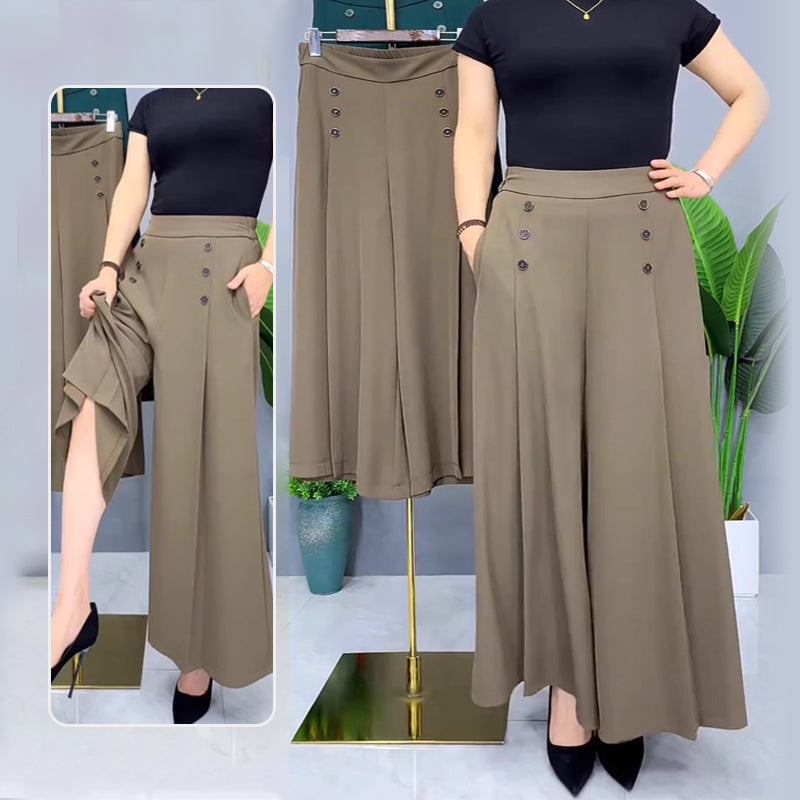 Nell™ Pantalones plisados elegantes con piernas anchas