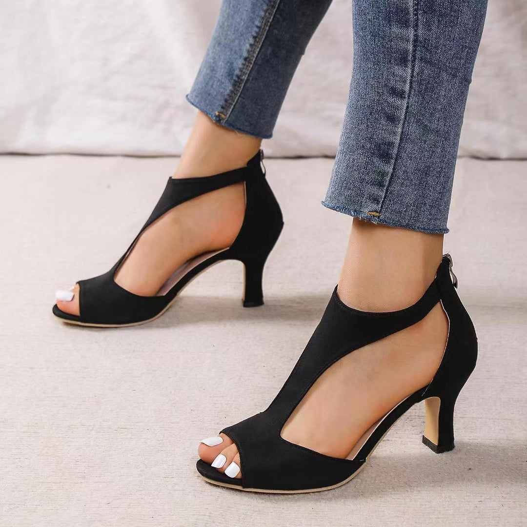 Alouettea™ Tacones Corte Lateral Curvo Peep Toe