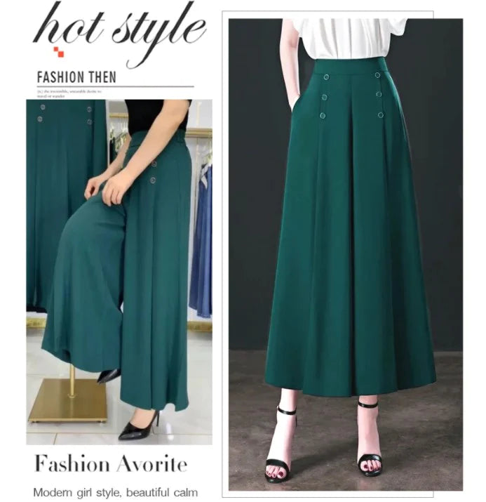 Nell™ Pantalones plisados elegantes con piernas anchas