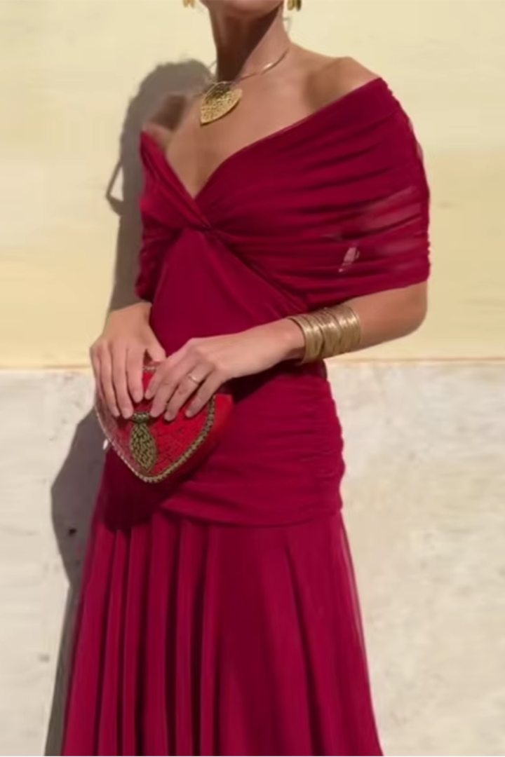 Novarente™ Vestido Maxi Elegante con Escote en V para Ocasiones Especiales