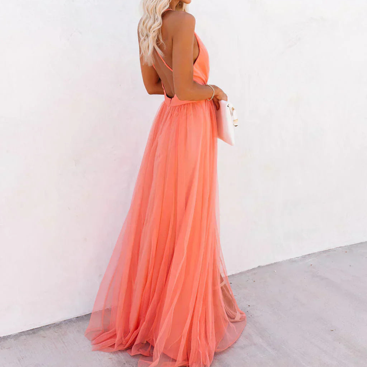 Jessamine™ Vestido Maxi Luz Coral
