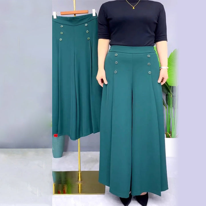 Nell™ Pantalones plisados elegantes con piernas anchas