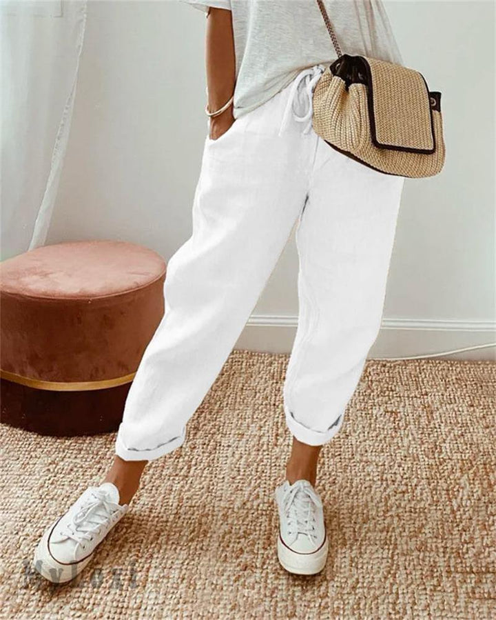 Dorevia™ Pantalones Casuales de Algodón y Lino para Mujer Cómodos y Ligero