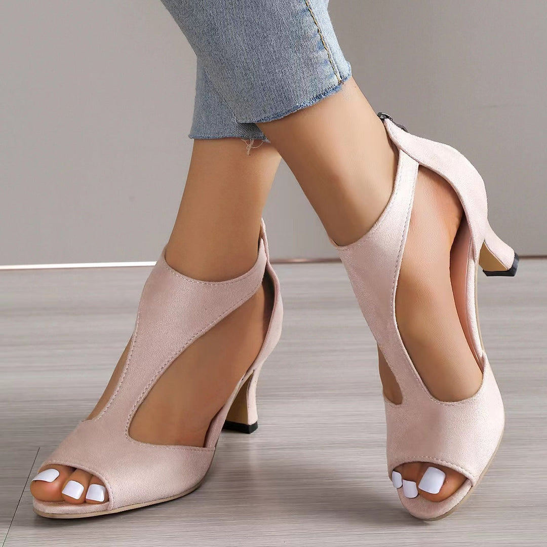 Alouettea™ Tacones Corte Lateral Curvo Peep Toe