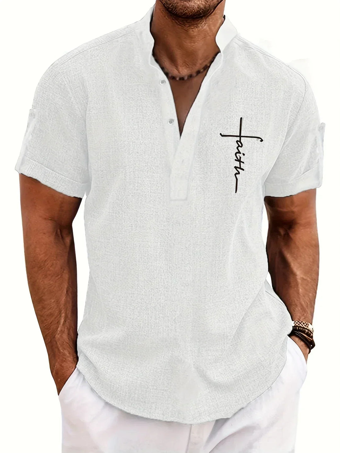 Hayes | Camisa elegante de manga corta y cuello alto