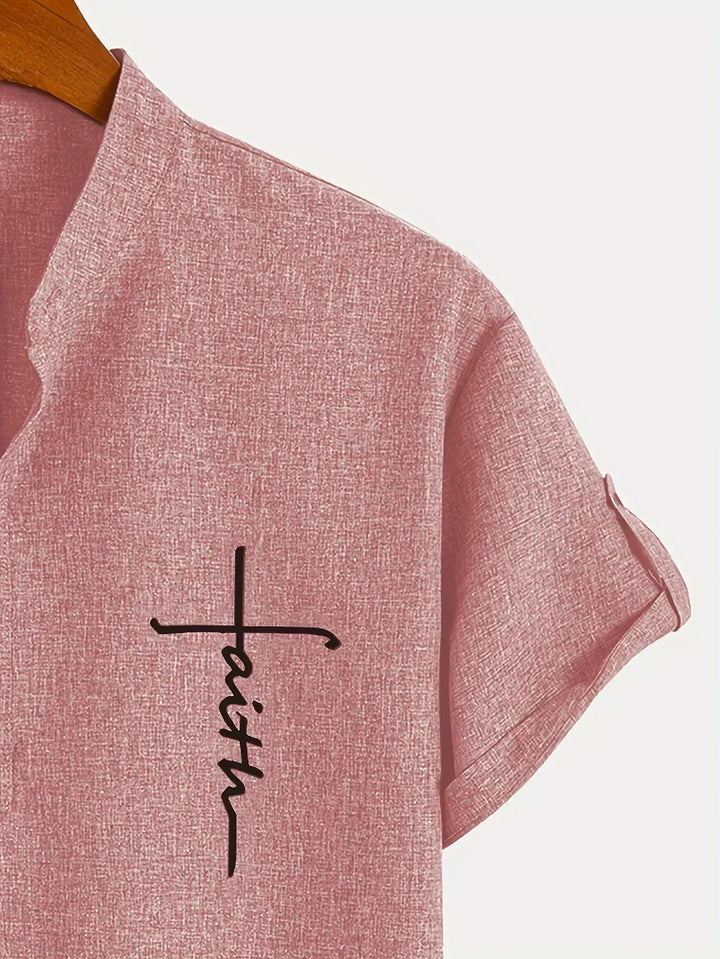 Hayes | Camisa elegante de manga corta y cuello alto