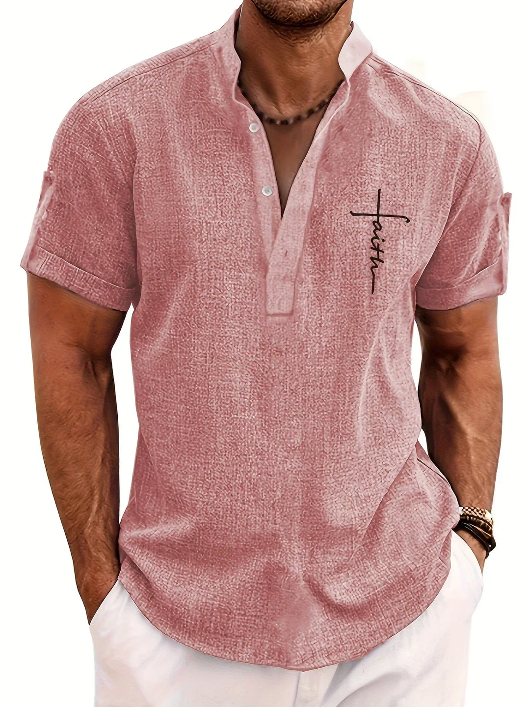 Hayes | Camisa elegante de manga corta y cuello alto