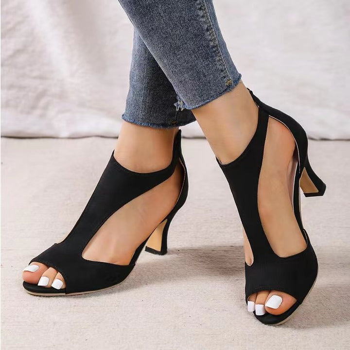 Alouettea™ Tacones Corte Lateral Curvo Peep Toe