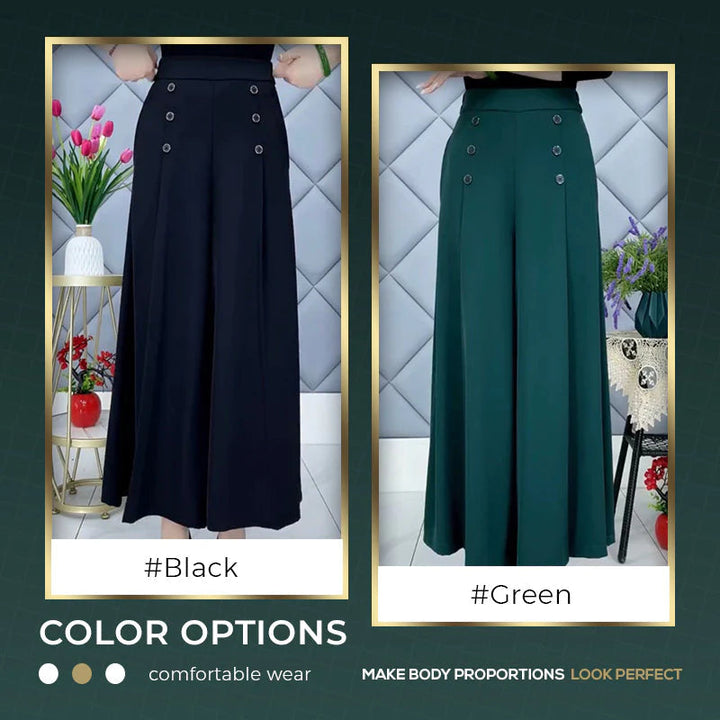Nell™ Pantalones plisados elegantes con piernas anchas