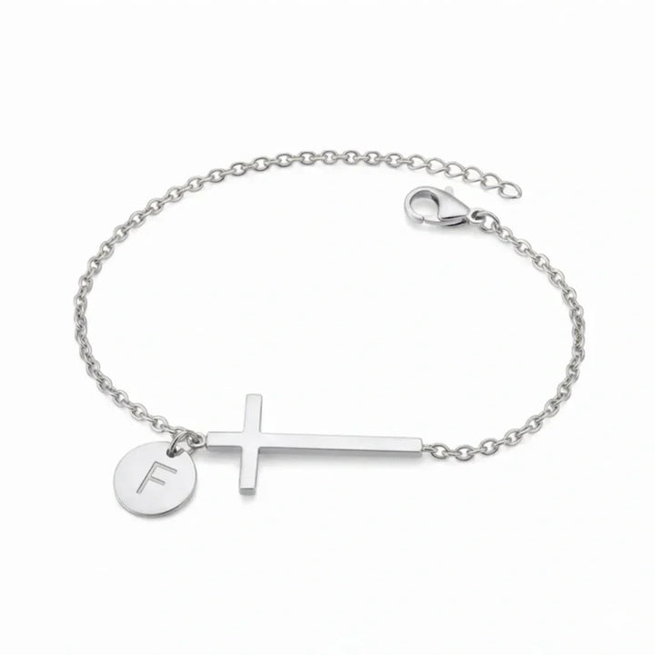 Elodryn™ Pulsera Inicial Sagrada – Cruz Personalizada