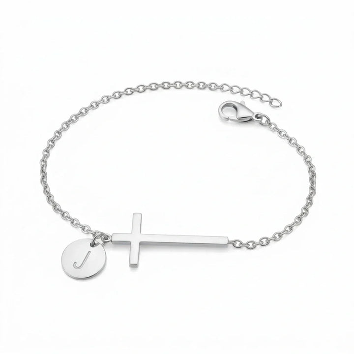 Elodryn™ Pulsera Inicial Sagrada – Cruz Personalizada