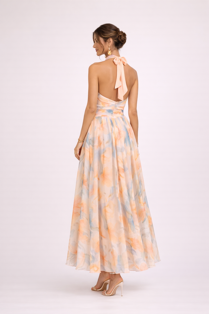 Quincy™ Vestido Halter Acuarela