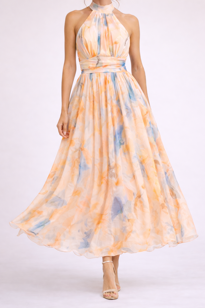 Quincy™ Vestido Halter Acuarela