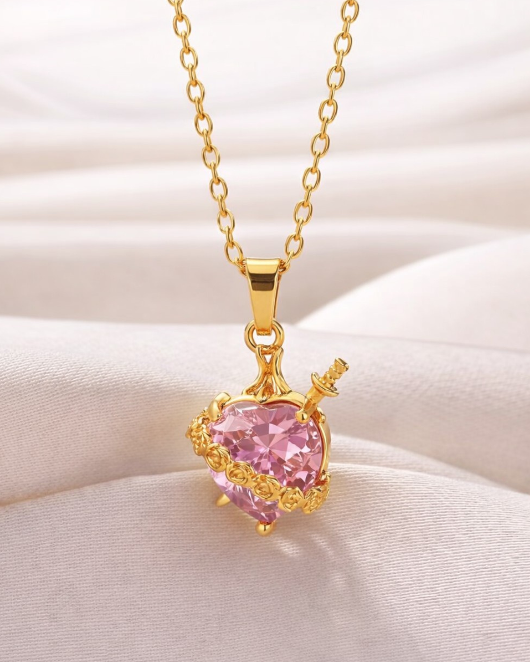 Pippa™ Collar Corazón Inmaculado de María (Baño de Oro)