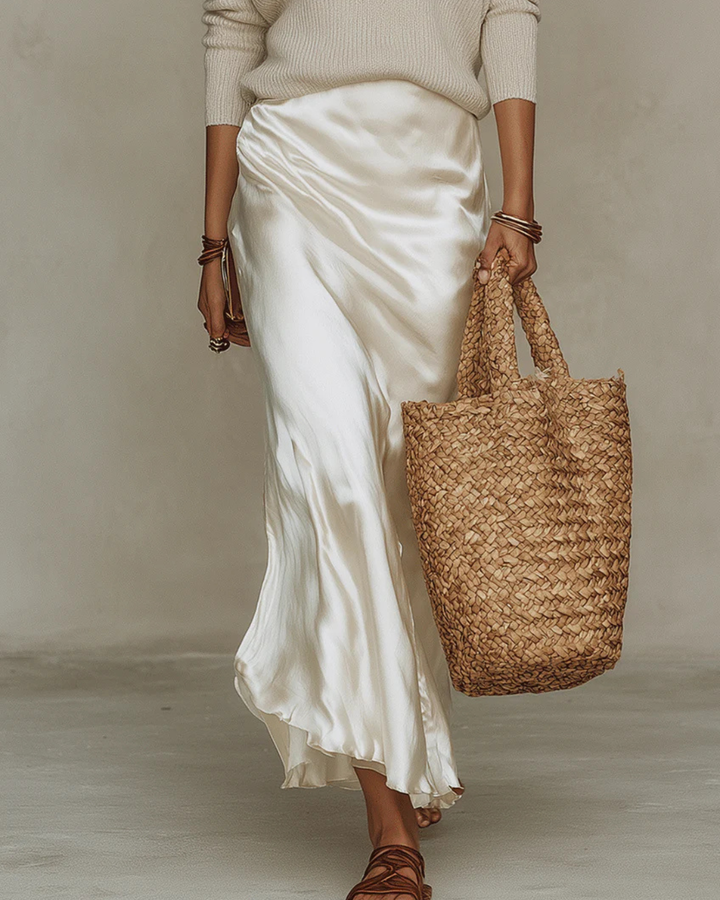 Elowra™ Vestido Midi Satinado con Suéter Incluido