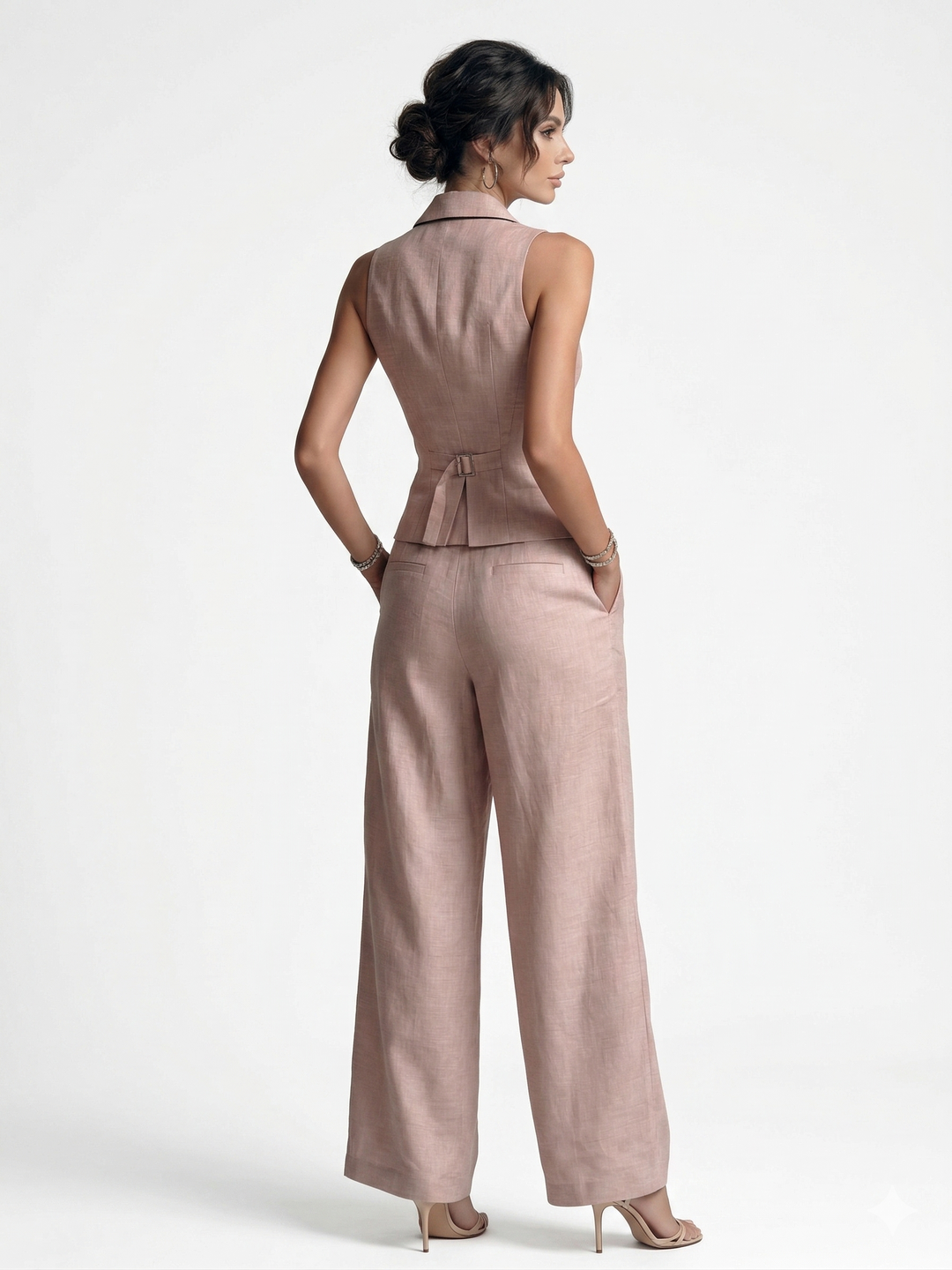 Romira™ Conjunto de Chaleco Rosa y Pantalón