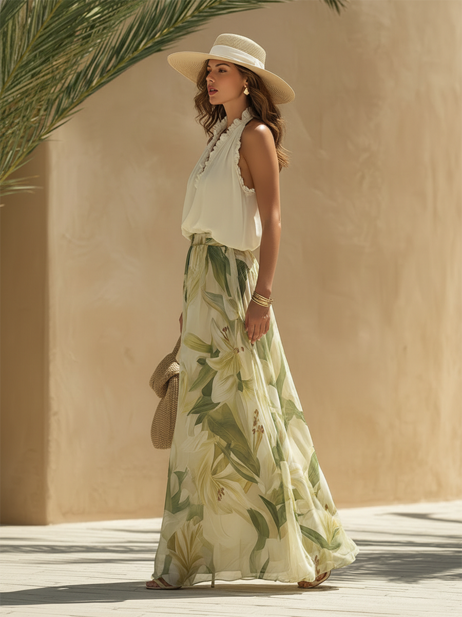 Maren™ Conjunto Fluido Estampado Lirio Elegante