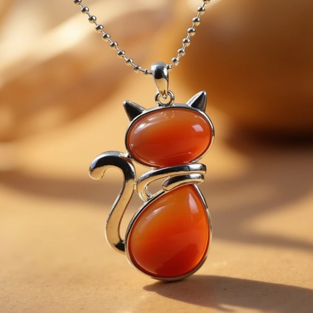 Mewlina™ Colgante Gato Piedra Natural