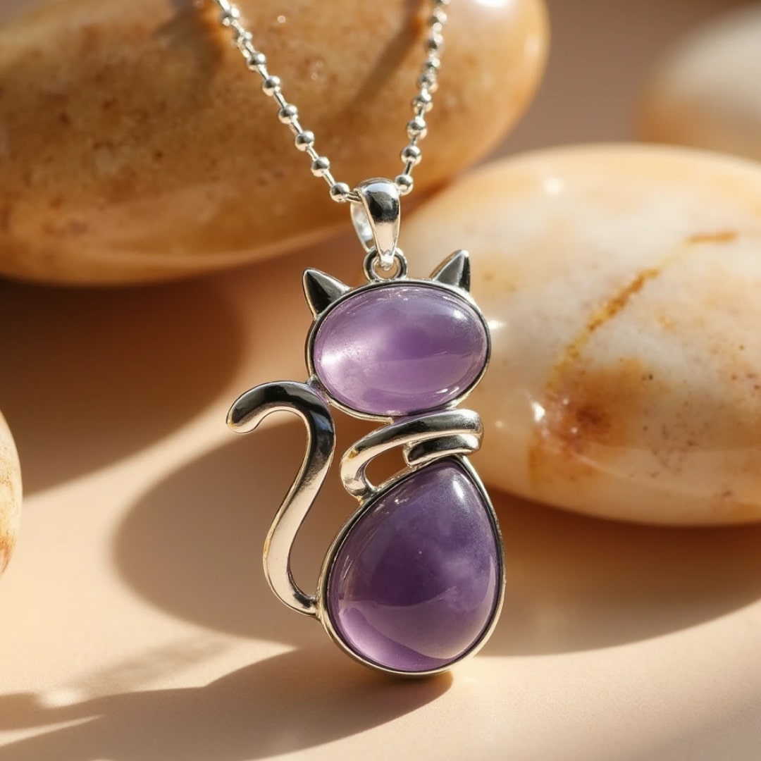 Mewlina™ Colgante Gato Piedra Natural