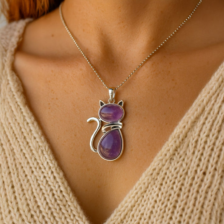 Mewlina™ Colgante Gato Piedra Natural