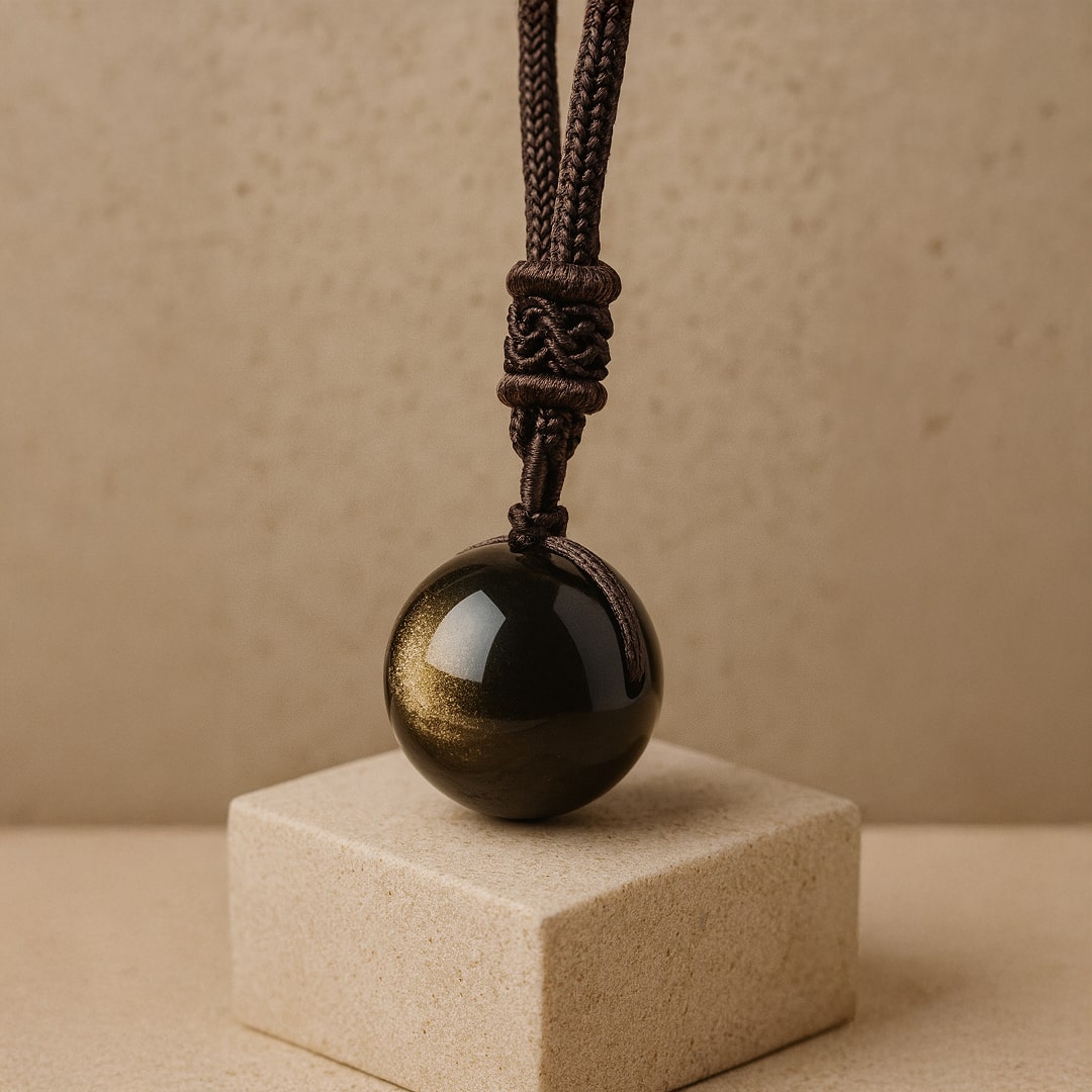 Flora™ Péndulo "Esfera" en Obsidiana Dorada