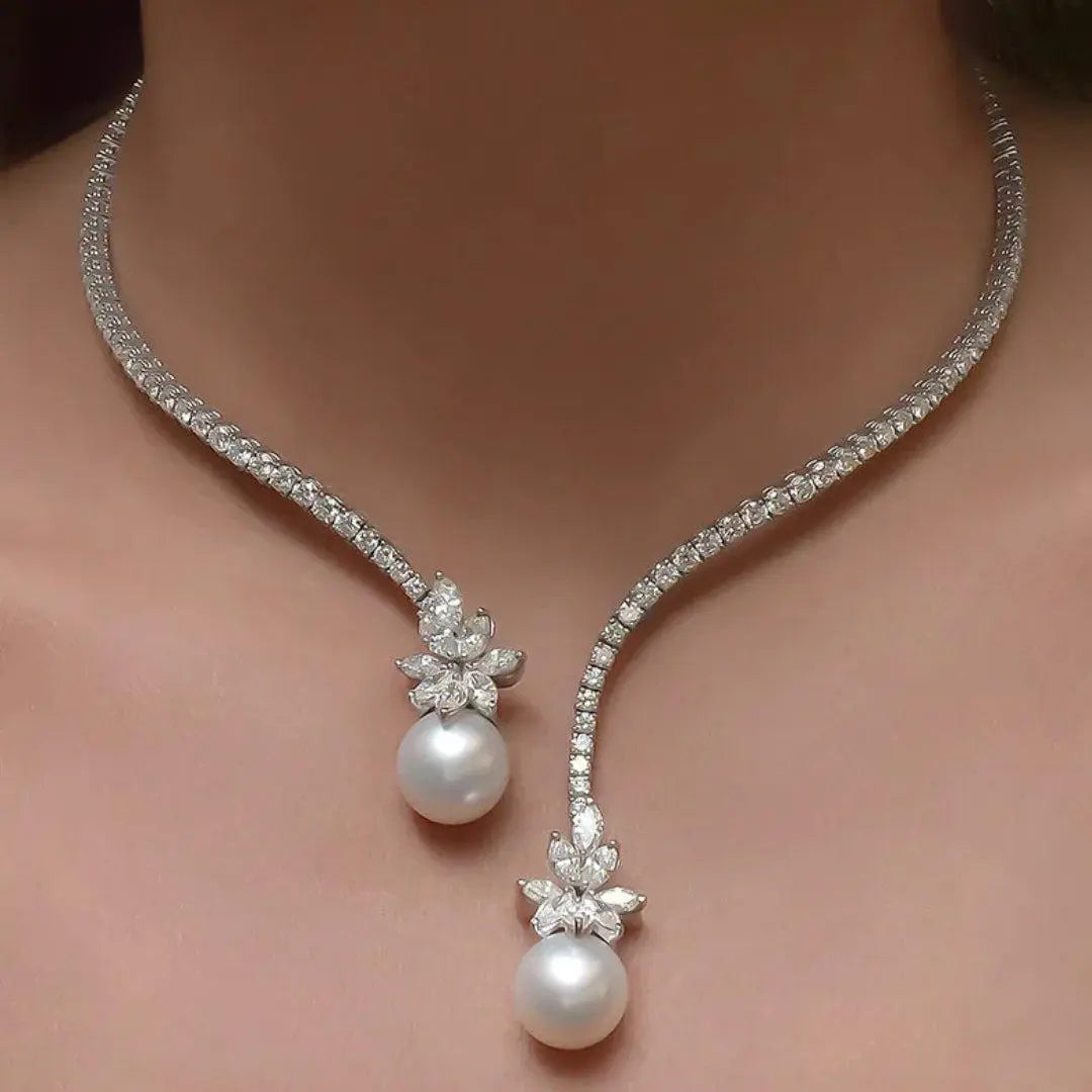 Vionelise™ Collar Elegante con Perlas y Plata Esterlina Brillante