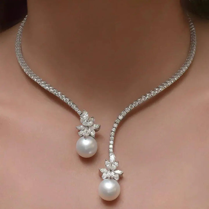 Vionelise™ Collar Elegante con Perlas y Plata Esterlina Brillante