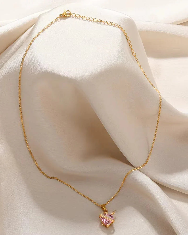 Pippa™ Collar Corazón Inmaculado de María (Baño de Oro)