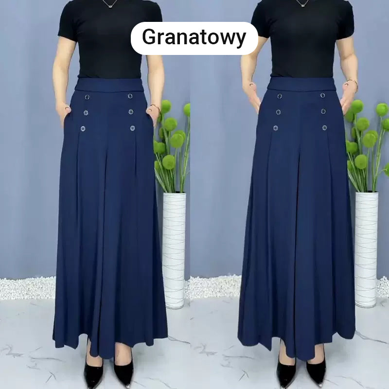 Nell™ Pantalones plisados elegantes con piernas anchas