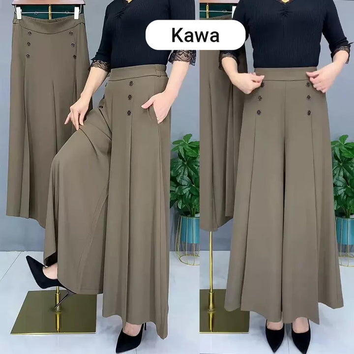 Nell™ Pantalones plisados elegantes con piernas anchas