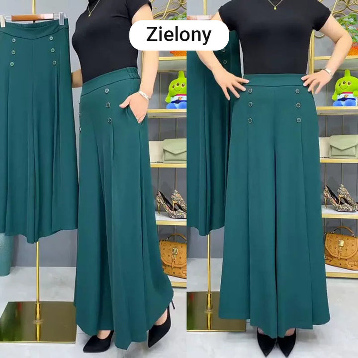 Nell™ Pantalones plisados elegantes con piernas anchas