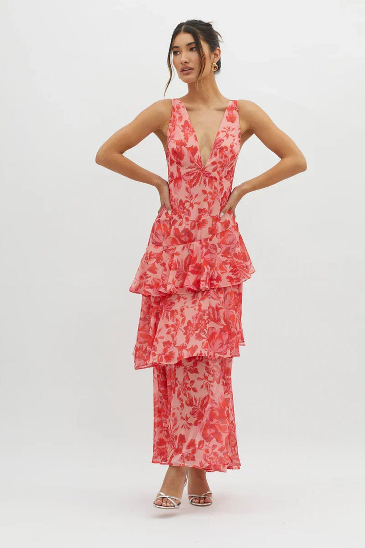 Haven™ Vestido midi floral elegante