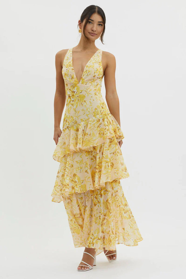 Haven™ Vestido midi floral elegante