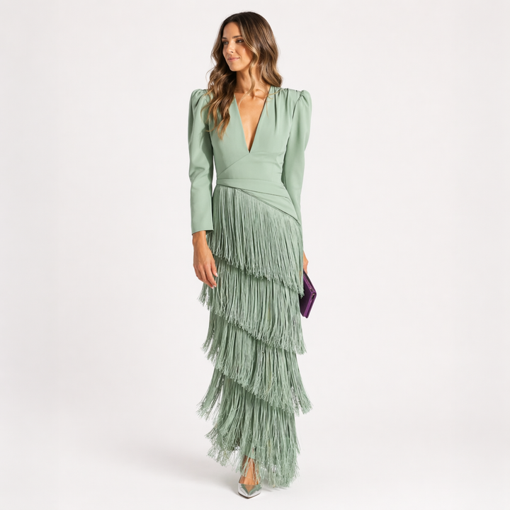Sienna™ Vestido elegante con mangas de flecos