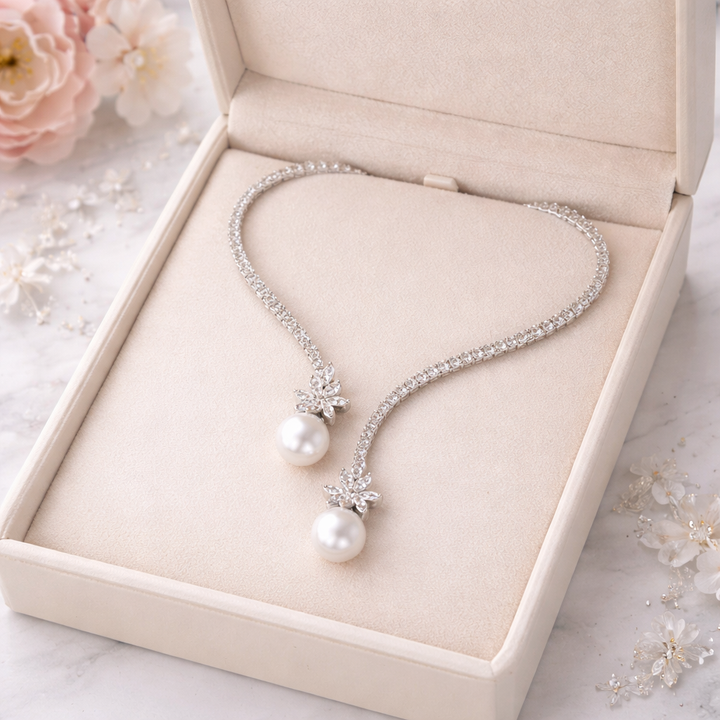 Vionelise™ Collar Elegante con Perlas y Plata Esterlina Brillante