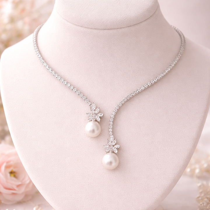 Vionelise™ Collar Elegante con Perlas y Plata Esterlina Brillante