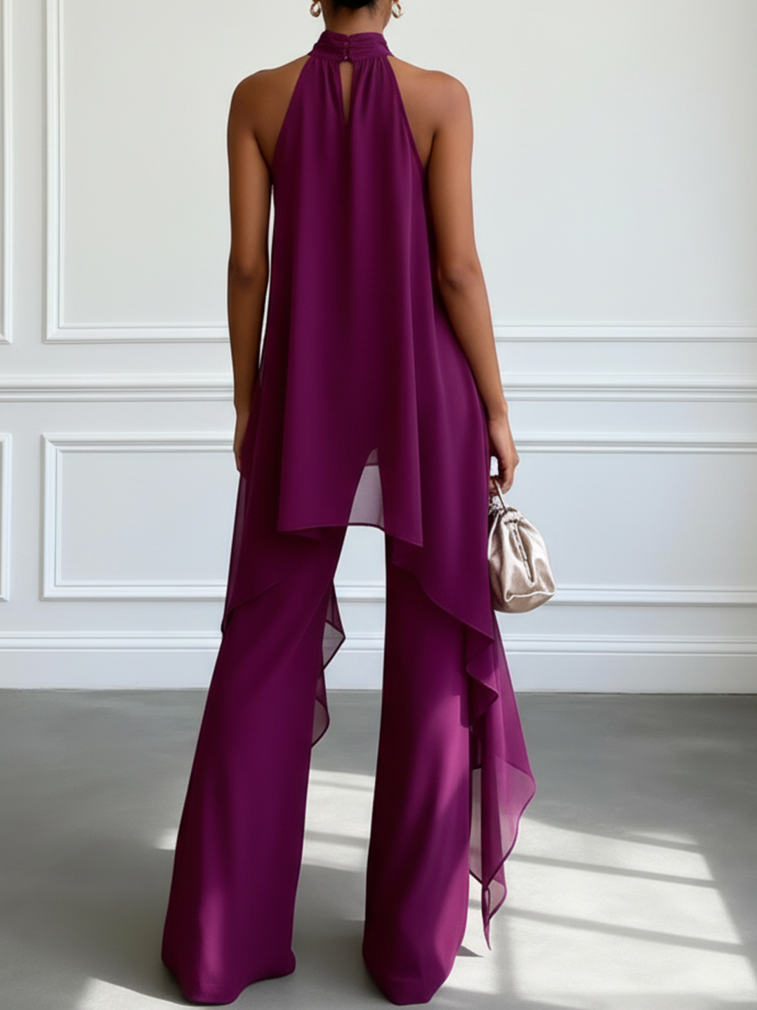 Veda™ Conjunto Elegante Halter con Pantalón Fluido