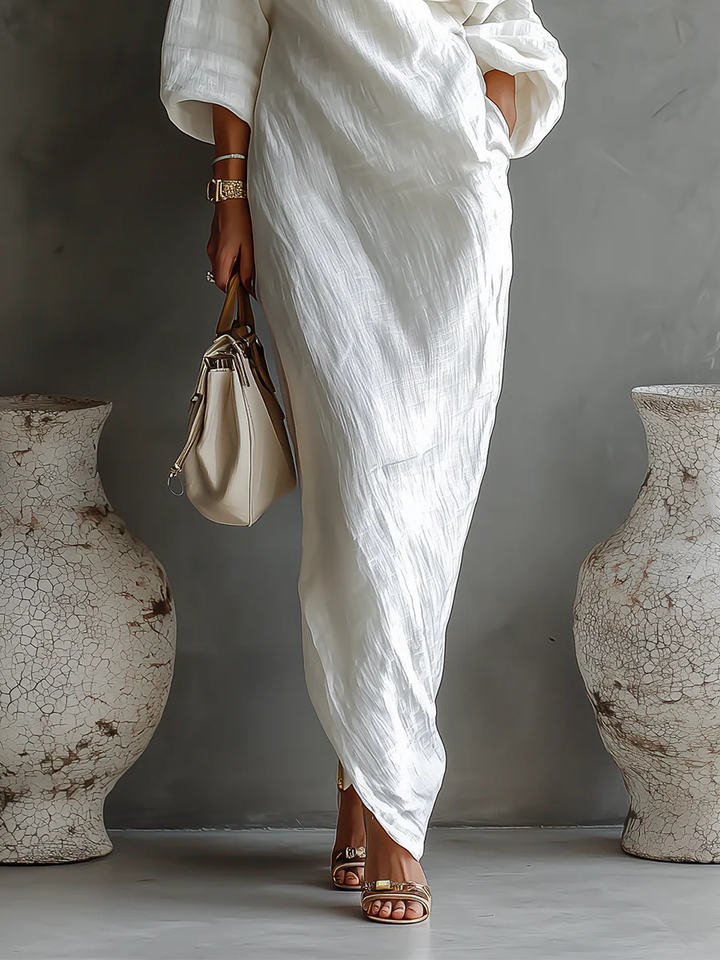 Linoretta™ Vestido maxi elegante de un hombro con caída fluida