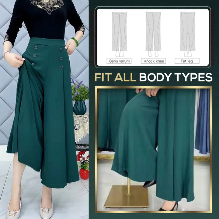 Nell™ Pantalones plisados elegantes con piernas anchas